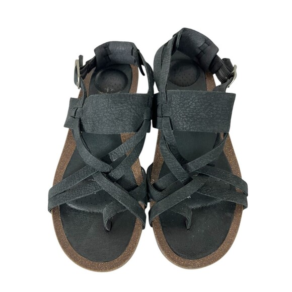 Teva Ysidro Sandals Womens Black Leather Strappy Thong Comfort Low Wedge  Size 8 - Picture 9 of 11